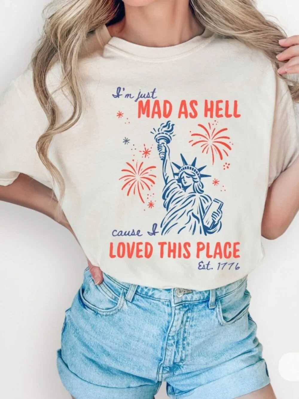 I'm Just Mad As Hell Patriotic Comfort Colors Tee, Liberal 4th Of July Shirt - Picture 1 of 4
